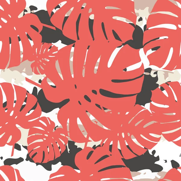 Sorunsuz vektör arka plan dekoratif yaprakları ile. Palmiye yaprakları. Yazdırın. Kumaş tasarımı, duvar kağıdı.