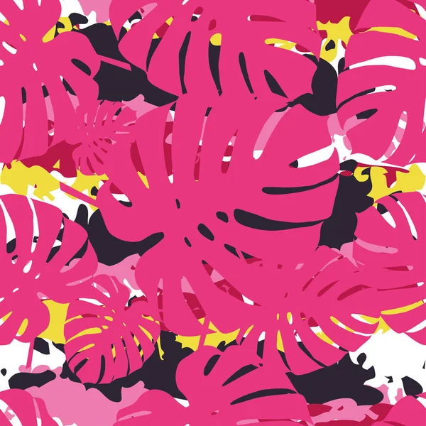 Sorunsuz vektör arka plan dekoratif yaprakları ile. Palmiye yaprakları. Yazdırın. Kumaş tasarımı, duvar kağıdı.