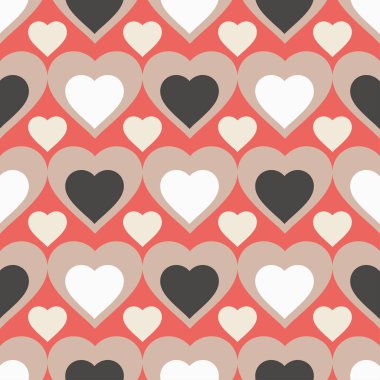 Sorunsuz vektör arka plan dekoratif yürekleri. Sevgililer günü. Yazdırın. Kumaş tasarımı, duvar kağıdı.