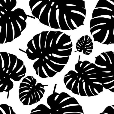 Sorunsuz vektör arka plan dekoratif yaprakları ile. Palmiye yaprakları. Yazdırın. Kumaş tasarımı, duvar kağıdı.