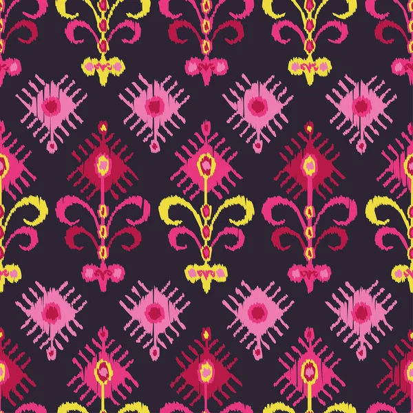 Modèle sans couture boho ethnique. Ikat. Une empreinte. Contexte répété. Conception de tissu, papier peint . — Image vectorielle