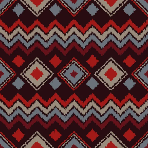 Modèle sans couture boho ethnique. Ikat. Une empreinte. Contexte répété. Conception de tissu, papier peint . — Image vectorielle