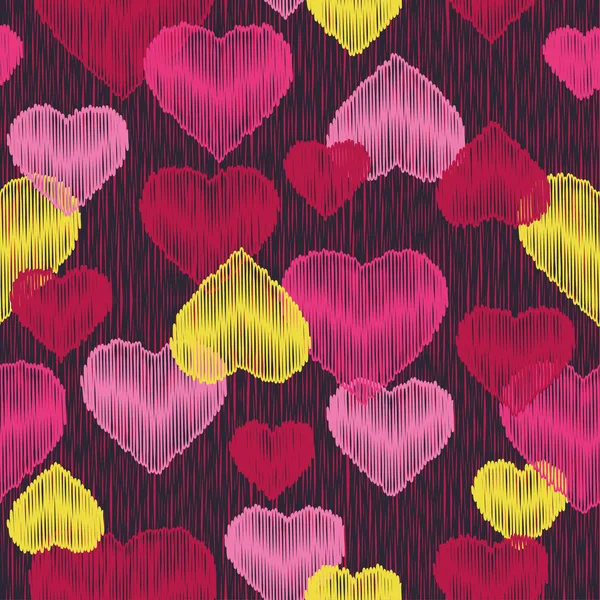 Nahtloser Vektorhintergrund mit dekorativen Herzen. Valentinstag. Druck. Stoffdesign, Tapete. — Stockvektor