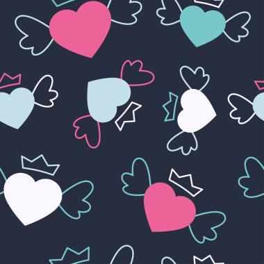 Sorunsuz vektör arka plan dekoratif yürekleri. Sevgililer günü. Yazdırın. Kumaş tasarımı, duvar kağıdı.