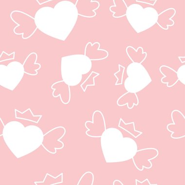 Sorunsuz vektör arka plan dekoratif yürekleri. Sevgililer günü. Yazdırın. Kumaş tasarımı, duvar kağıdı.