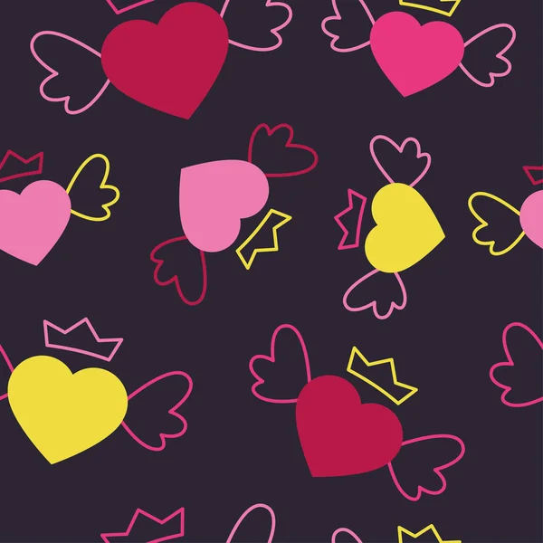 Seamless vector background with decorative hearts. Valentine's day. Print. Cloth design, wallpaper. — Stock Vector