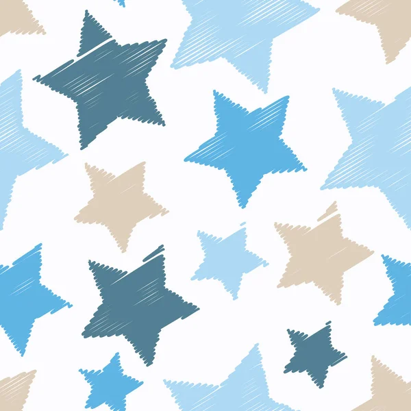 Fondo de vector sin costuras con estrellas decorativas. Impresión. Diseño de tela, papel pintado . — Archivo Imágenes Vectoriales