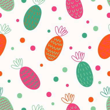 Dekoratif ananas ile Seamless modeli. Tropikal meyve. Yazdırın. Yinelenen arka plan. Kumaş tasarımı, duvar kağıdı.