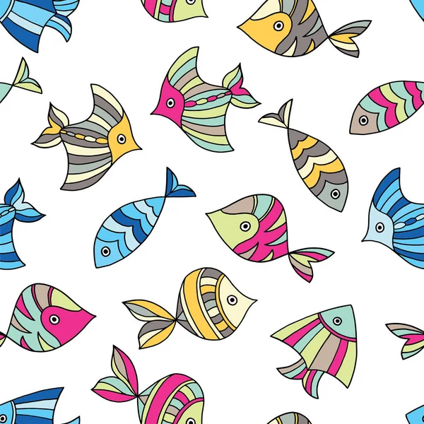 Seamless pattern with fish. Vector illustration. Print. Repeating background. Cloth design, wallpaper. — Stock Vector