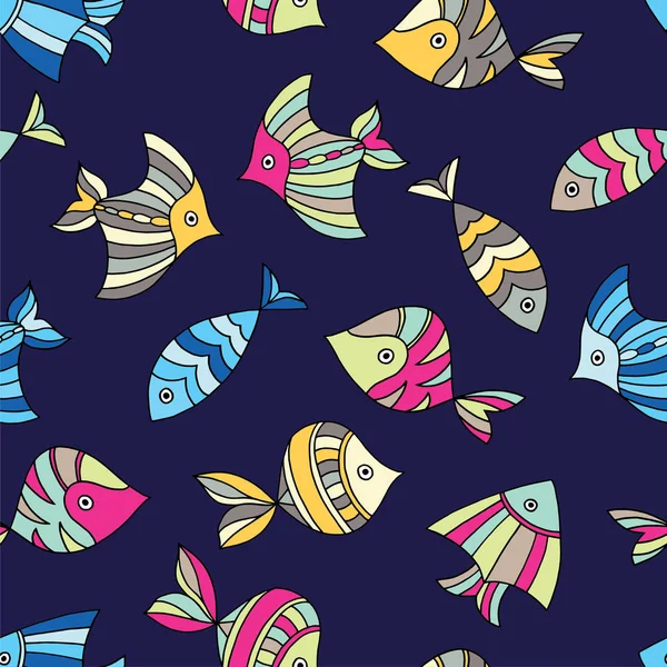 Seamless pattern with fish. Vector illustration. Print. Repeating background. Cloth design, wallpaper. — Stock Vector