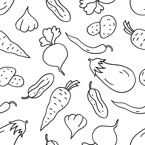 Seamless mönster av grönsaker. Vegetarisk mat. Skriva ut. Upprepande bakgrund. Trasa design, tapeter. — Stock vektor