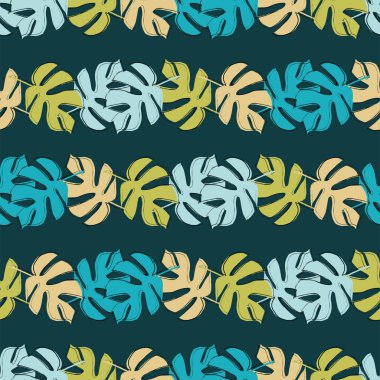 Sorunsuz vektör arka plan dekoratif yaprakları ile. Palmiye yaprakları. Yazdırın. Kumaş tasarımı, duvar kağıdı.