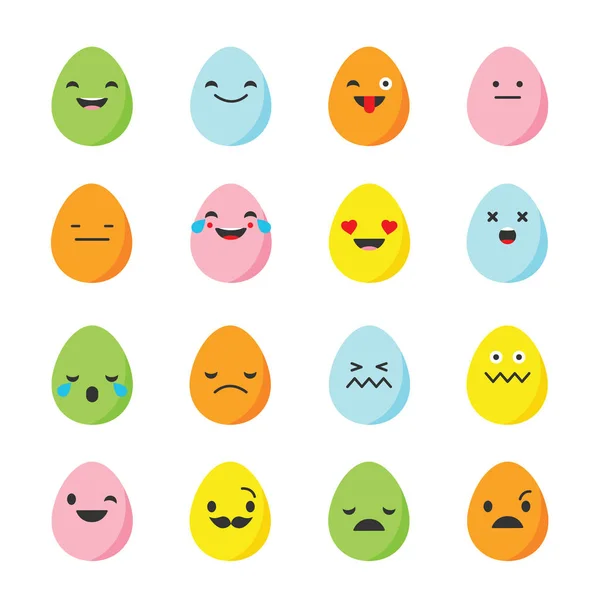 Érzelmek tojás. Vektor stílusú mosoly ikonok. — Stock Vector