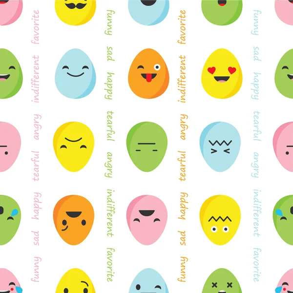 Fondo sin fisuras con emociones Huevos. Ilustración vectorial . — Vector de stock