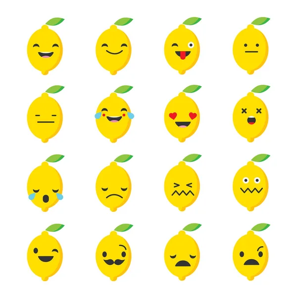 Emociones Lemon. Iconos de sonrisa estilo vector . — Vector de stock