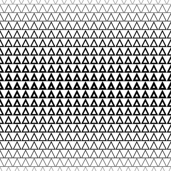 Nahtlose abstrakte geometrische Halbton-Schwarz-Weiß-Muster mit Dreiecken. — Stockvektor
