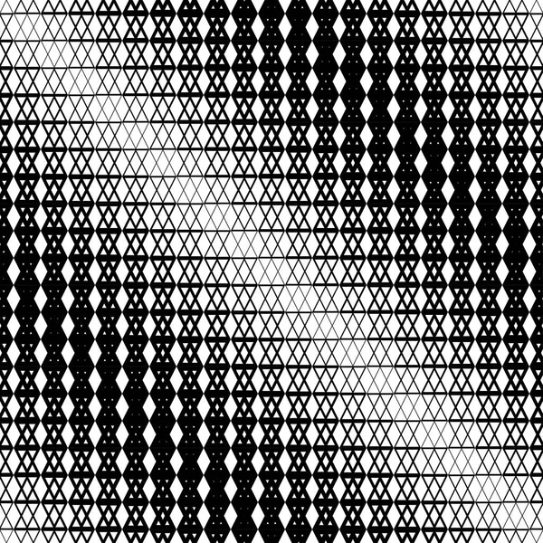 Nahtlose abstrakte geometrische Halbton-Schwarz-Weiß-Muster mit Dreiecken. — Stockvektor