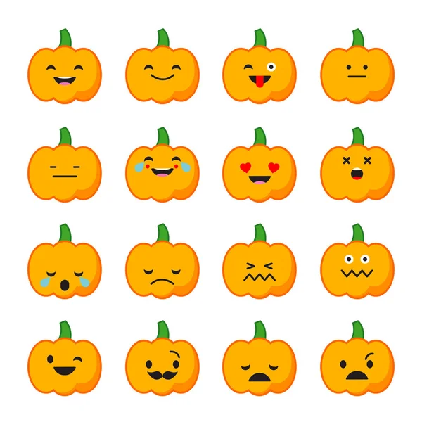 Emotions Pumpkin. Vector style smile icons. — Stock Vector