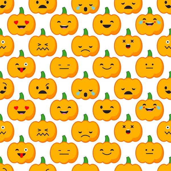 Seamless background with Pumpkin emotions. Vector illustration. — Stock Vector