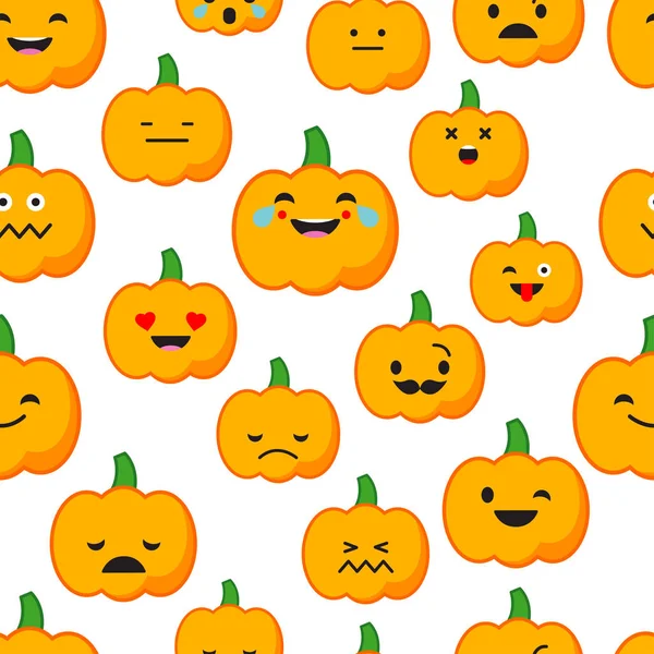 Seamless background with Pumpkin emotions. Vector illustration. — Stock Vector