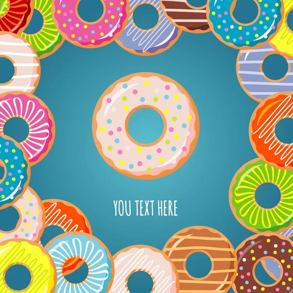 Dulce donut vector Ilustración. Banner, tarjeta. Donut con glaseado. Donut icono . — Vector de stock