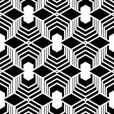 Sorunsuz vektör siyah beyaz geometrik desen.