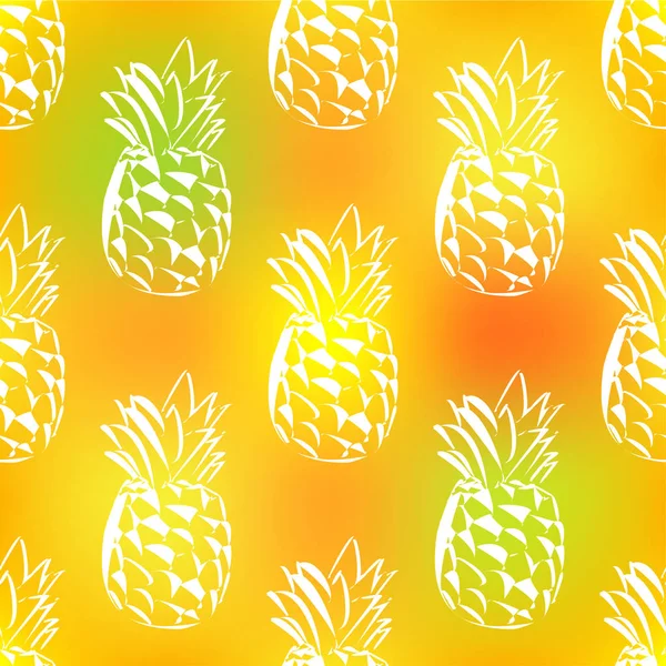 Seamless pattern with decorative pineapples. Tropical fruits. — Stock Vector