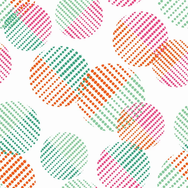 Modèle de points polka de points. Fond sans couture vectoriel. Ornement géométrique abstrait coloré . — Image vectorielle