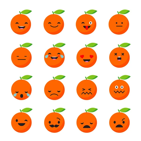 Emociones Naranja. Iconos de sonrisa estilo vector . — Vector de stock