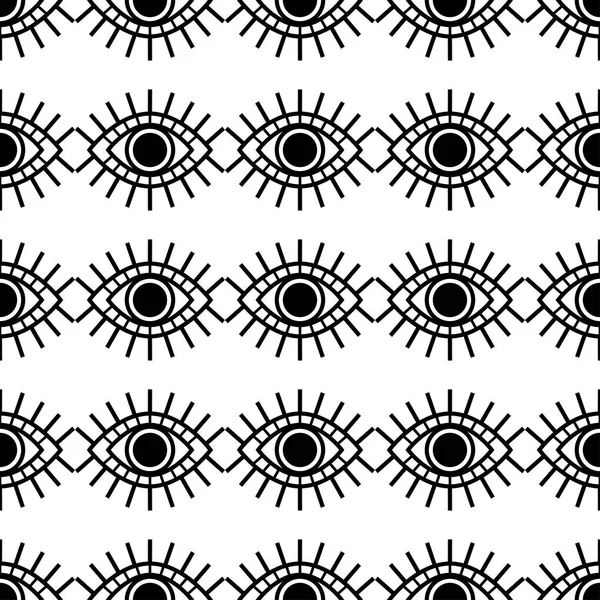 Beyaz arka plan üzerinde izole açık dekoratif siyah gözleri ile vektör seamless modeli.