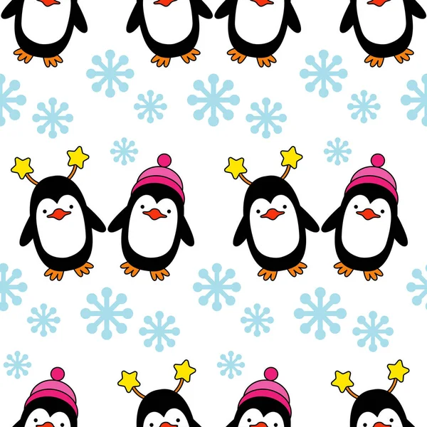 Bezešvé pozadí s vánoční Dekorativní tučňáků. Vektorové ilustrace. — Stockový vektor