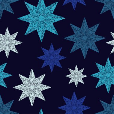 Kesintisiz mavi vektör arka plan dekoratif yıldız ile.