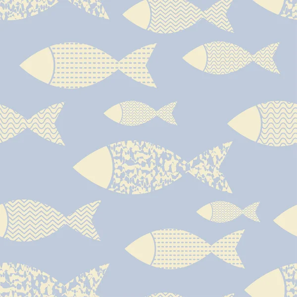 Fond vectoriel sans couture avec des poissons décoratifs dans la mer. Illustration vectorielle. Conception plate . — Image vectorielle