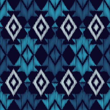 Etnik boho mavi seamless modeli. Nakış kumaş üzerine. Retro motif. Vektör çizim. Tekstil rapport.