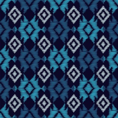 Etnik boho mavi seamless modeli. Nakış kumaş üzerine. Retro motif. Vektör çizim. Tekstil rapport.