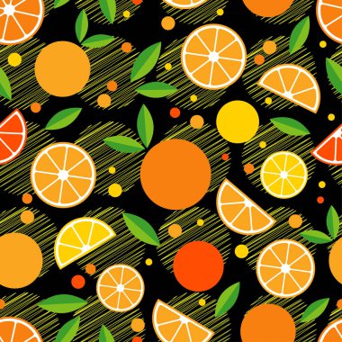 Dekoratif portakal ile Seamless modeli. Tropikal meyve. Tekstil rapport.