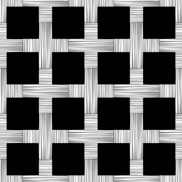 Latar belakang vektor hitam dan putih mulus dengan bentuk geometris abstrak. The pluses dan salib. Tekstur kayu. Pengaitan tekstil . - Stok Vektor