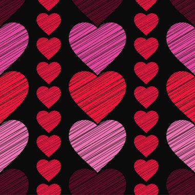 Sorunsuz vektör arka plan dekoratif yürekleri. Sevgililer günü. Vuruş doku. Tekstil rapport.