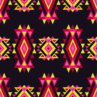 Etnik boho seamless modeli. Kabile sanat baskı, yinelenebilir arka plan. Retro motif. Vektör çizim. Tekstil rapport.