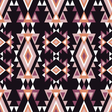 Etnik boho seamless modeli. Kabile sanat baskı, yinelenebilir arka plan. Retro motif. Vektör çizim. Tekstil rapport.