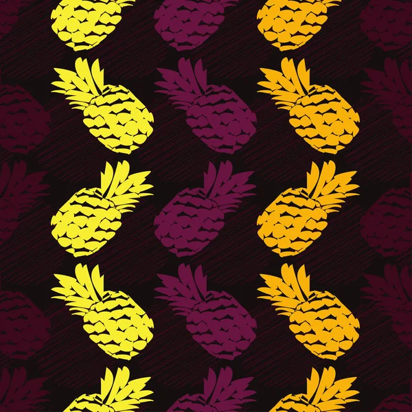 Seamless pattern with decorative pineapples. Tropical fruits. Textile rapport. — Stock Vector