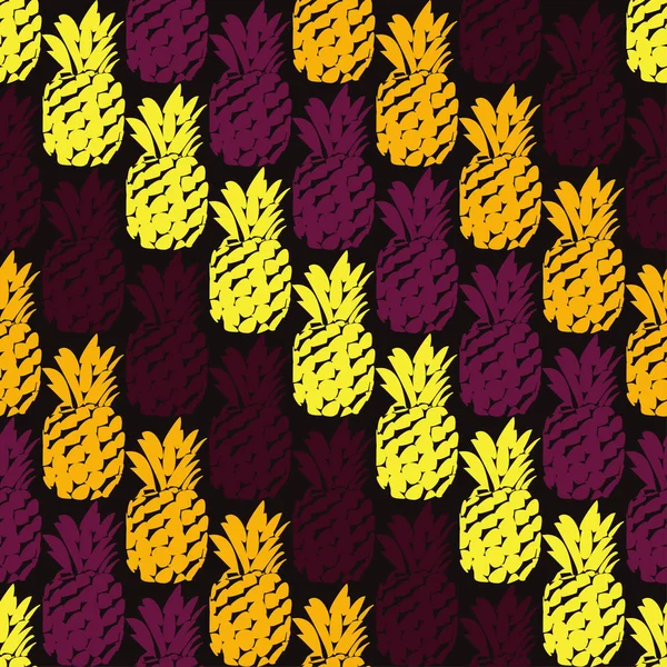 Seamless pattern with decorative pineapples. Tropical fruits. Textile rapport. — Stock Vector