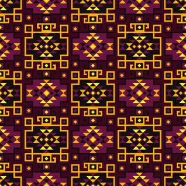 Etnik boho seamless modeli. Kabile sanat baskı, yinelenebilir arka plan. Retro motif. Vektör çizim. Tekstil rapport.