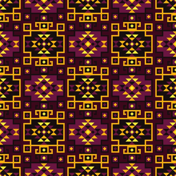 Ethnische Boho nahtlose Muster. Tribal Art Print, wiederholbarer Hintergrund. Retro-Motiv. Vektorillustration. Textilbeziehung. — Stockvektor