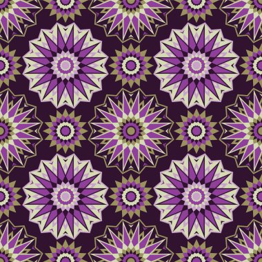 Fas mozaik Dikişsiz desen. Retro motif. Vektör çizim. Tekstil rapport.