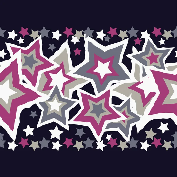 Nahtloser Hintergrund mit dekorativen Sternen. nahtlose Grenze. Vektorillustration. Textilbeziehung. — Stockvektor