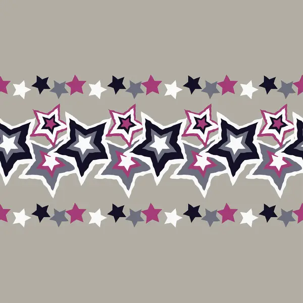 Seamless background with decorative stars. Seamless border. Vector illustration. Textile rapport. — Stock Vector