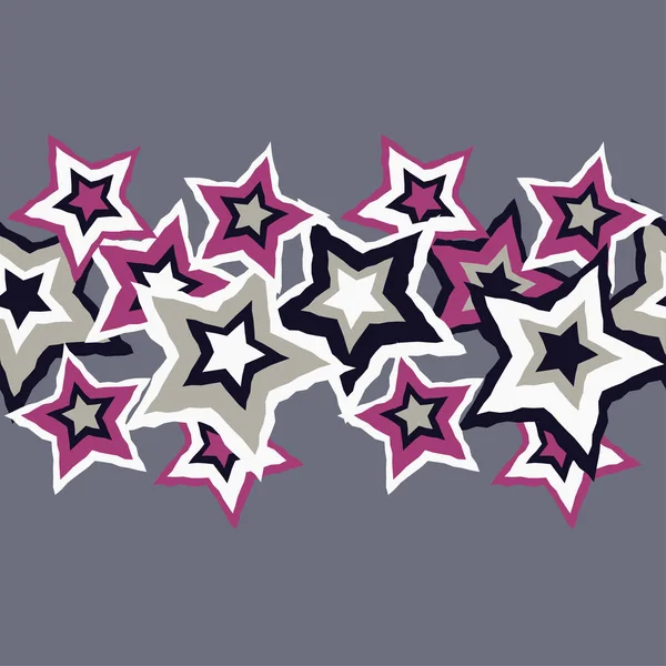 Seamless background with decorative stars. Seamless border. Vector illustration. Textile rapport. — Stock Vector