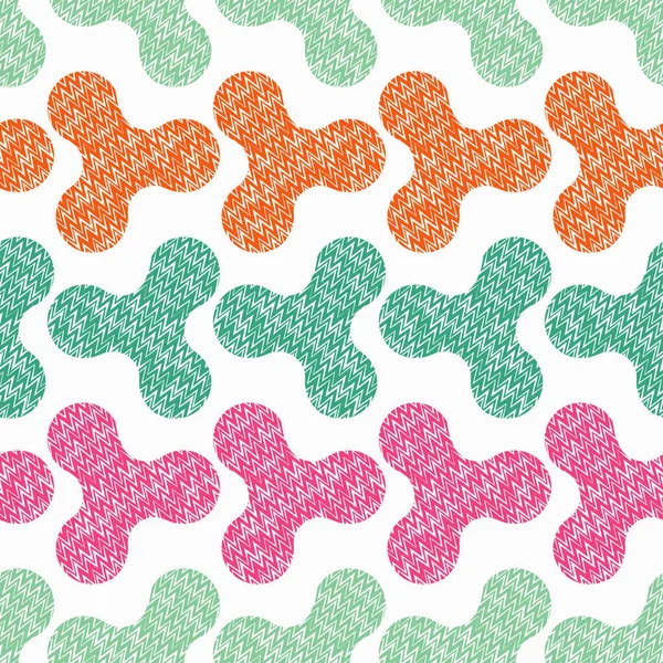 Fondo sin costuras con hilanderos decorativos. Textura Zigzag. Relación textil . — Vector de stock