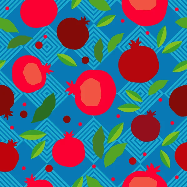 Granatapfel nahtloses Muster. Granatfrucht endlosen Hintergrund. Textilbeziehung. — Stockvektor